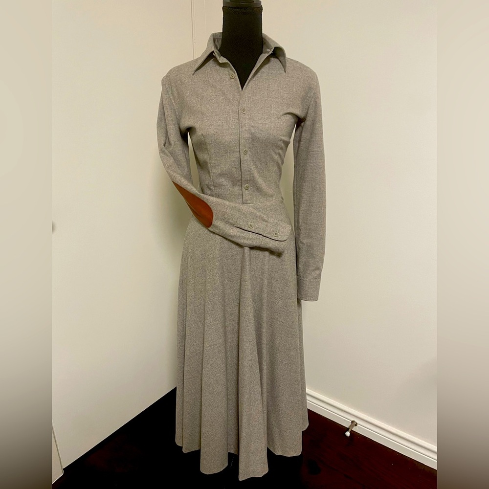 Ralph Lauren Purple Label wool button down long sleeve maxi dress a-line sz 0 xs